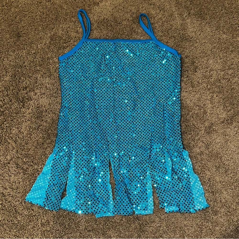 Teal sequin tank top size adult small